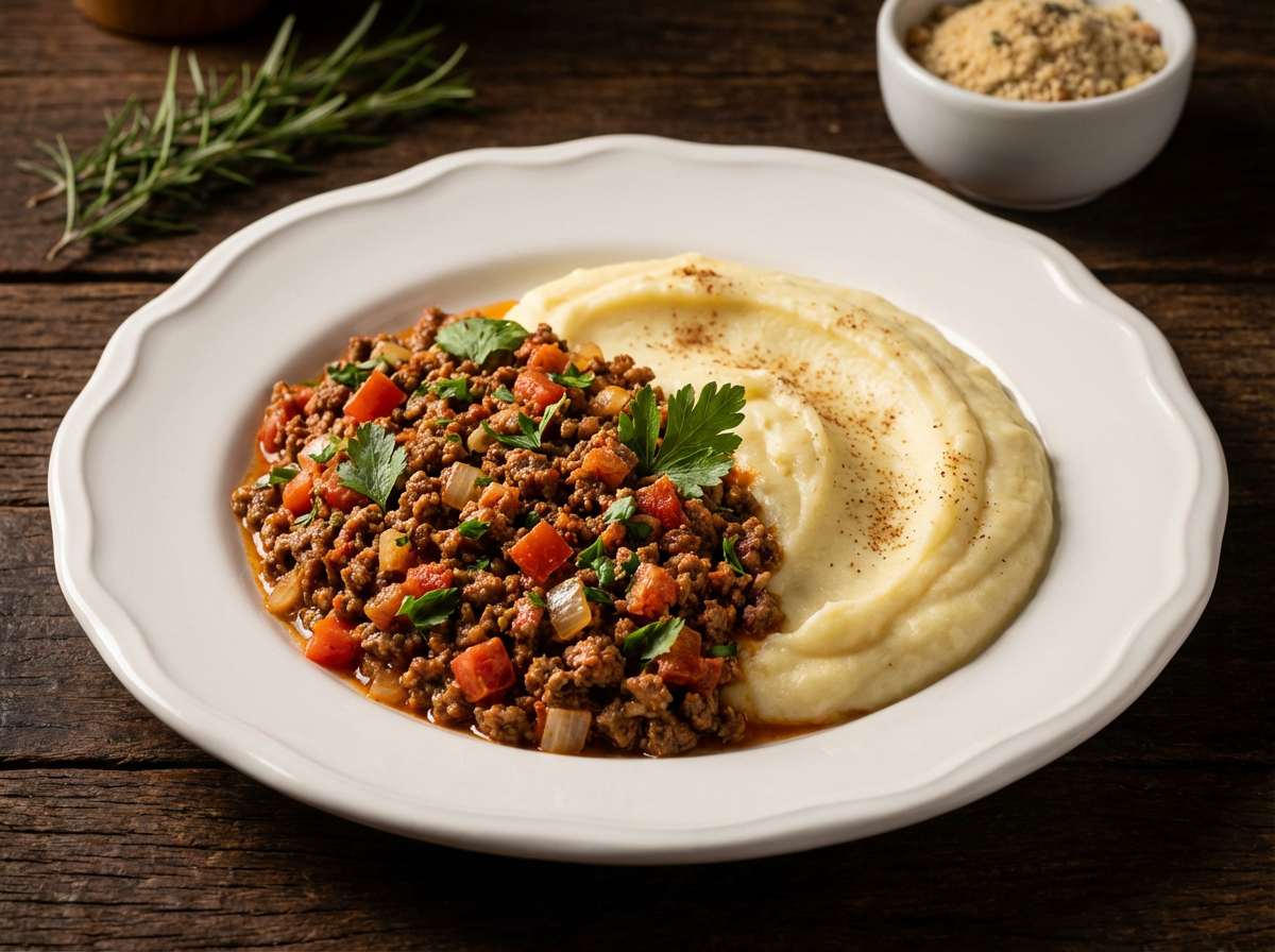 Carne moída com purê