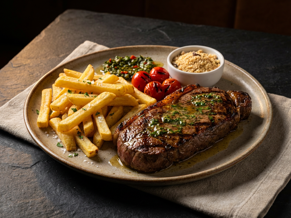 Contra filé com fritas